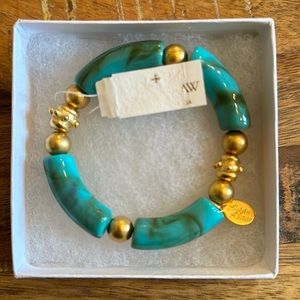 Susan Shaw Turquoise and Gold Stretch Bracelet